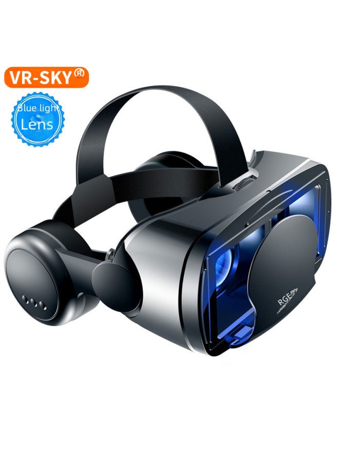 Blue Light Protection VR Glasses VRGPro Large Earphone Mobile Phone Virtual Reality Helmet 3D VR Eye Protection Headset-Color:Big Headset Blu-ray Edition (English) Bluetooth Remote Control Y1 Black
