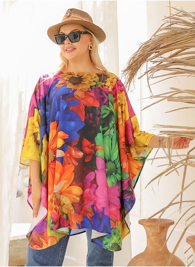 Autumn poncho - printed