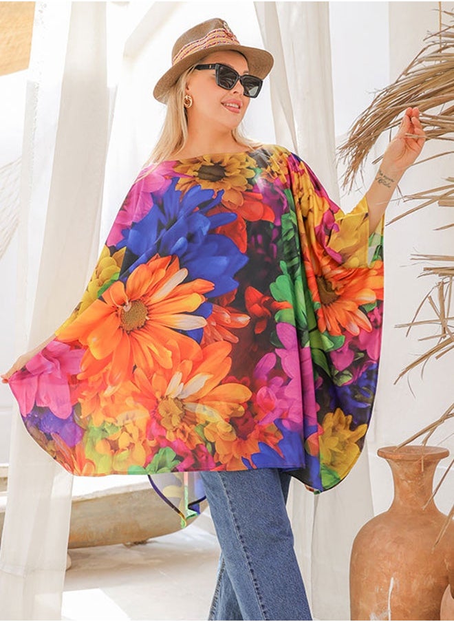 Autumn poncho - printed
