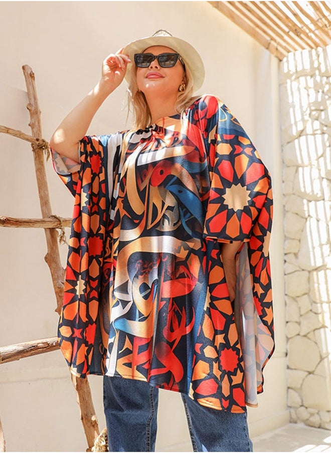 Autumn poncho - printed