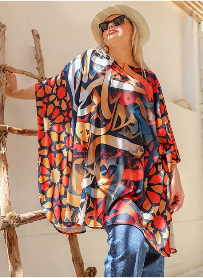 Autumn poncho - printed
