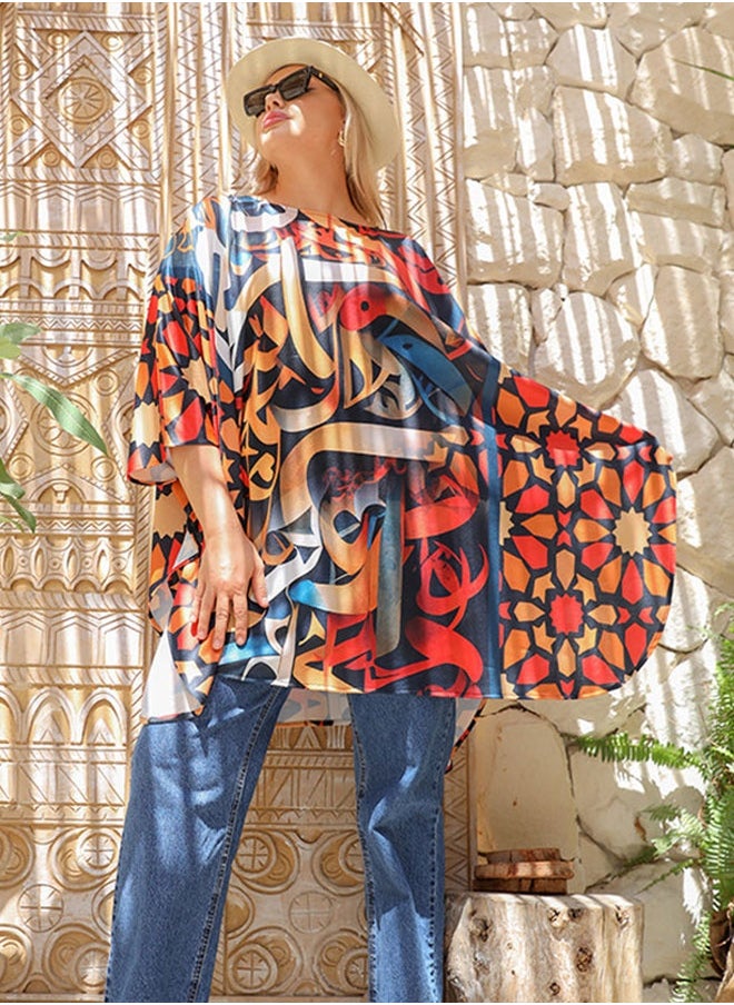 Autumn poncho - printed