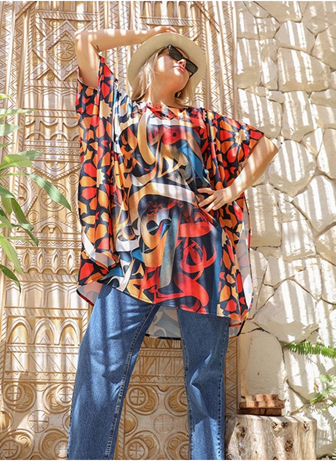 Autumn poncho - printed