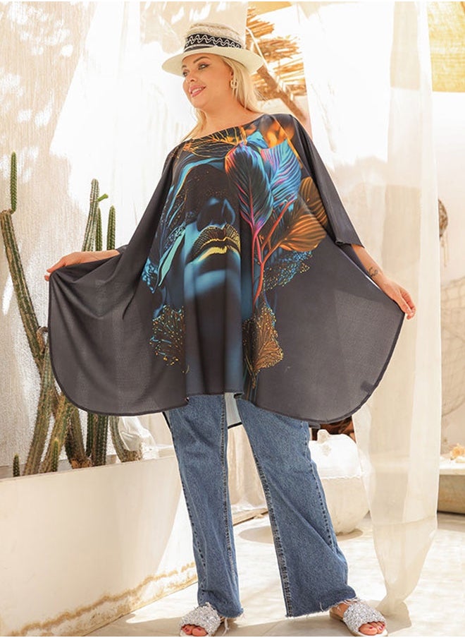 Autumn poncho - printed