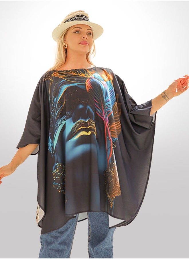 Autumn poncho - printed