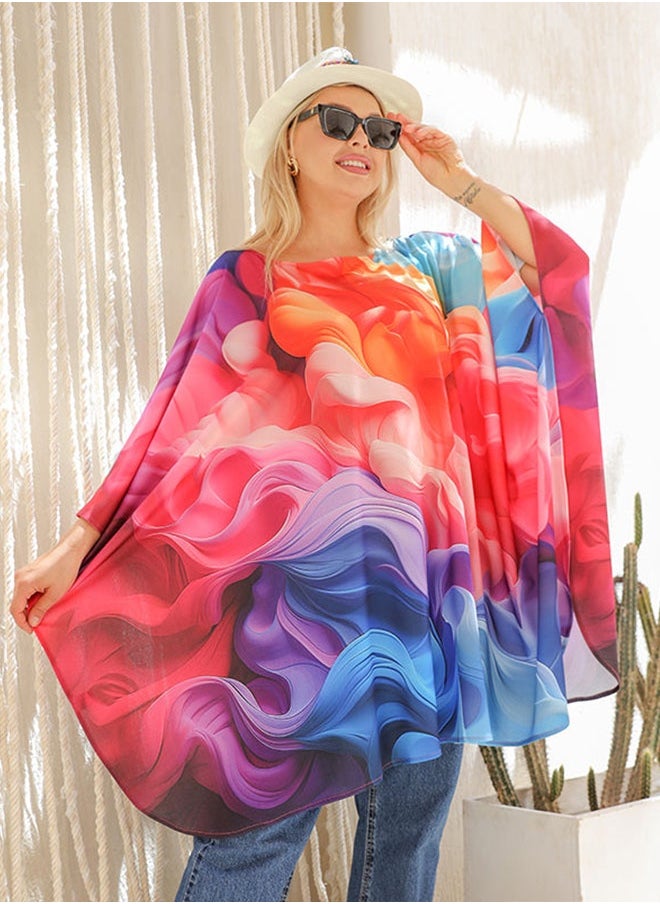 Autumn poncho - printed