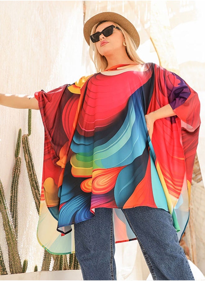Autumn poncho - printed