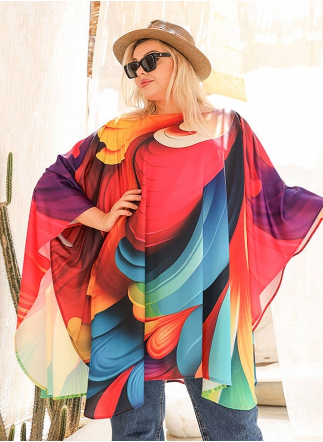 Autumn poncho - printed