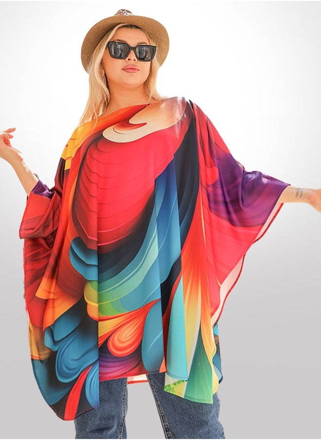 Autumn poncho - printed