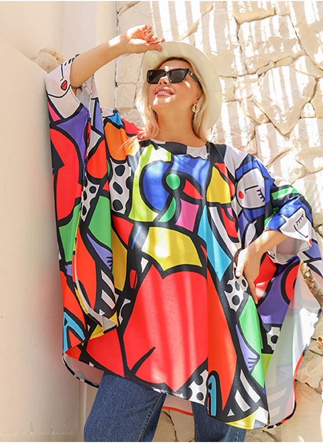 Autumn poncho - printed