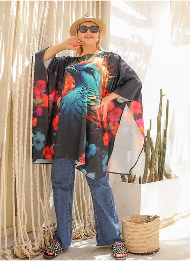 Autumn poncho - printed