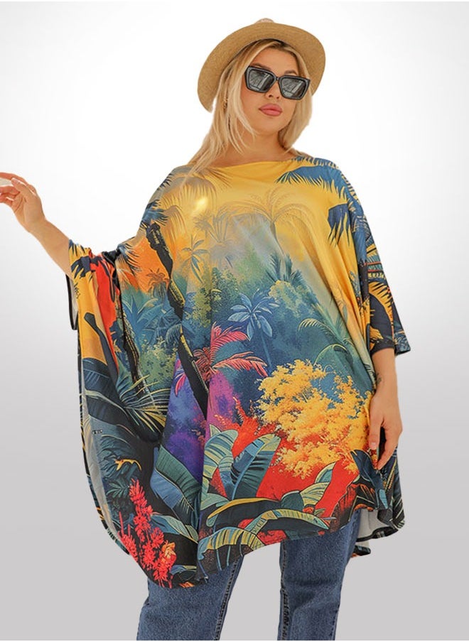 Autumn poncho - printed