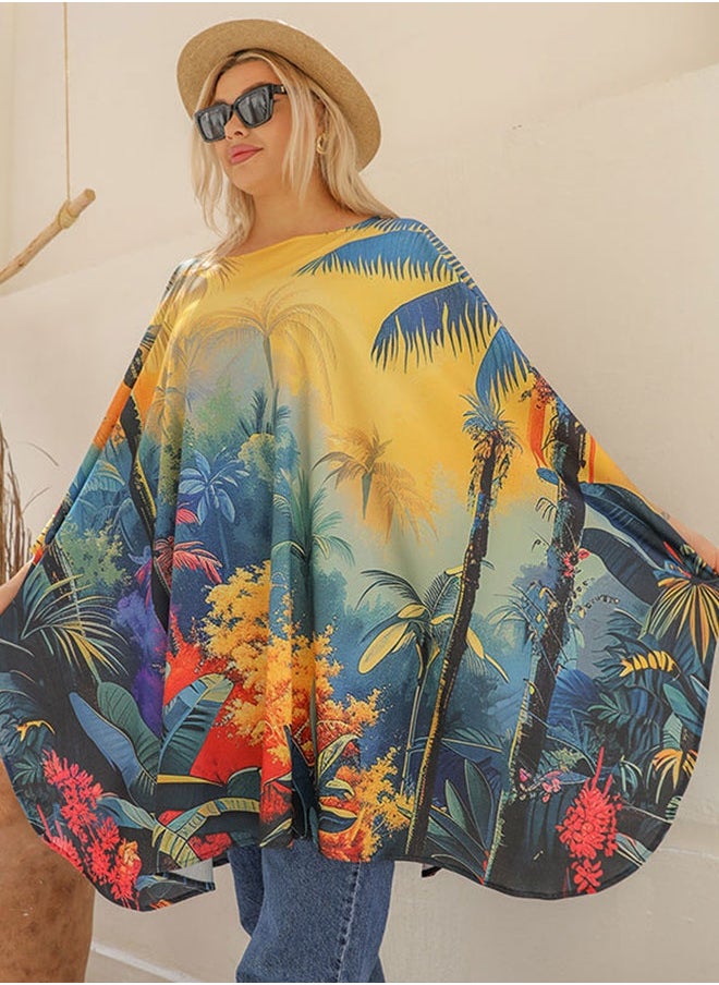 Autumn poncho - printed