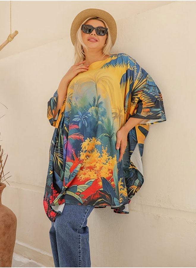 Autumn poncho - printed