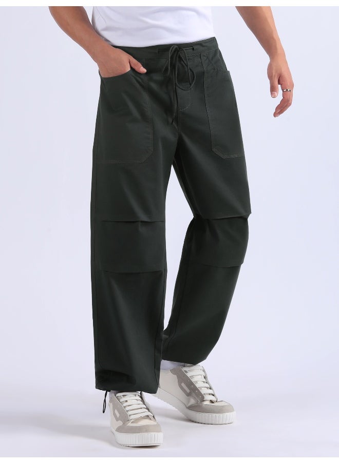 Metal Grey Double Pleated Cargo Joggers