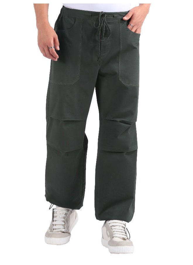 Metal Grey Double Pleated Cargo Joggers