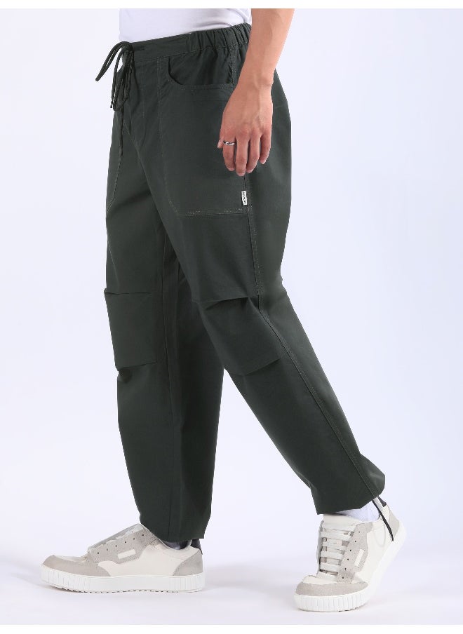 Metal Grey Double Pleated Cargo Joggers
