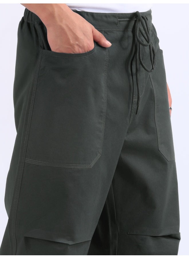 Metal Grey Double Pleated Cargo Joggers