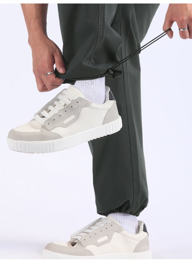 Metal Grey Double Pleated Cargo Joggers