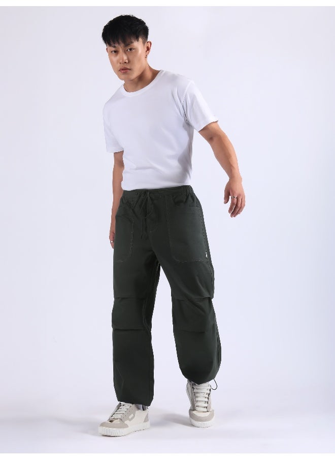 Metal Grey Double Pleated Cargo Joggers