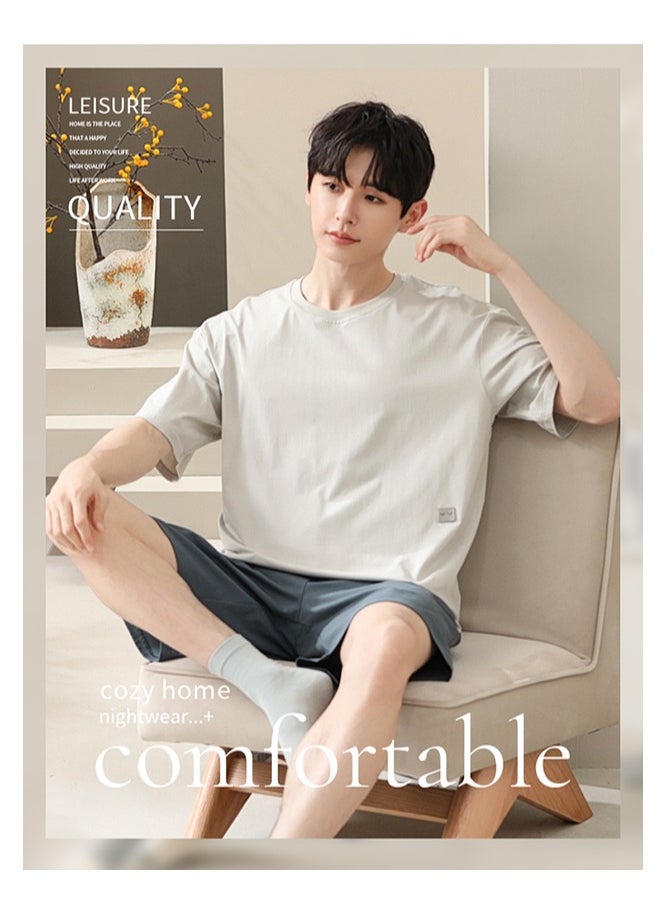 Men's Cotton-Modal Short-Sleeve Pajama Set  sleepwear | Lightweight & Breathable Sleepwear | Cool & Comfortable Homewear for Indoor Relaxation