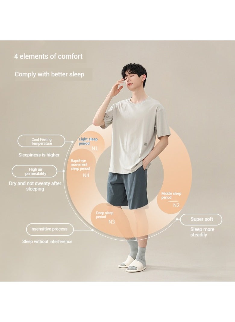 Men's Cotton-Modal Short-Sleeve Pajama Set  sleepwear | Lightweight & Breathable Sleepwear | Cool & Comfortable Homewear for Indoor Relaxation