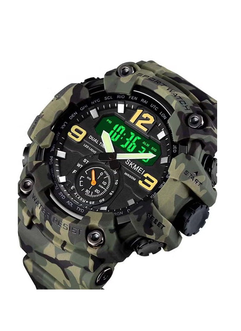 Shikemei cool outdoor shockproof plastic men's watch large dial sports pin buckle digital display synchronizer electronic watch