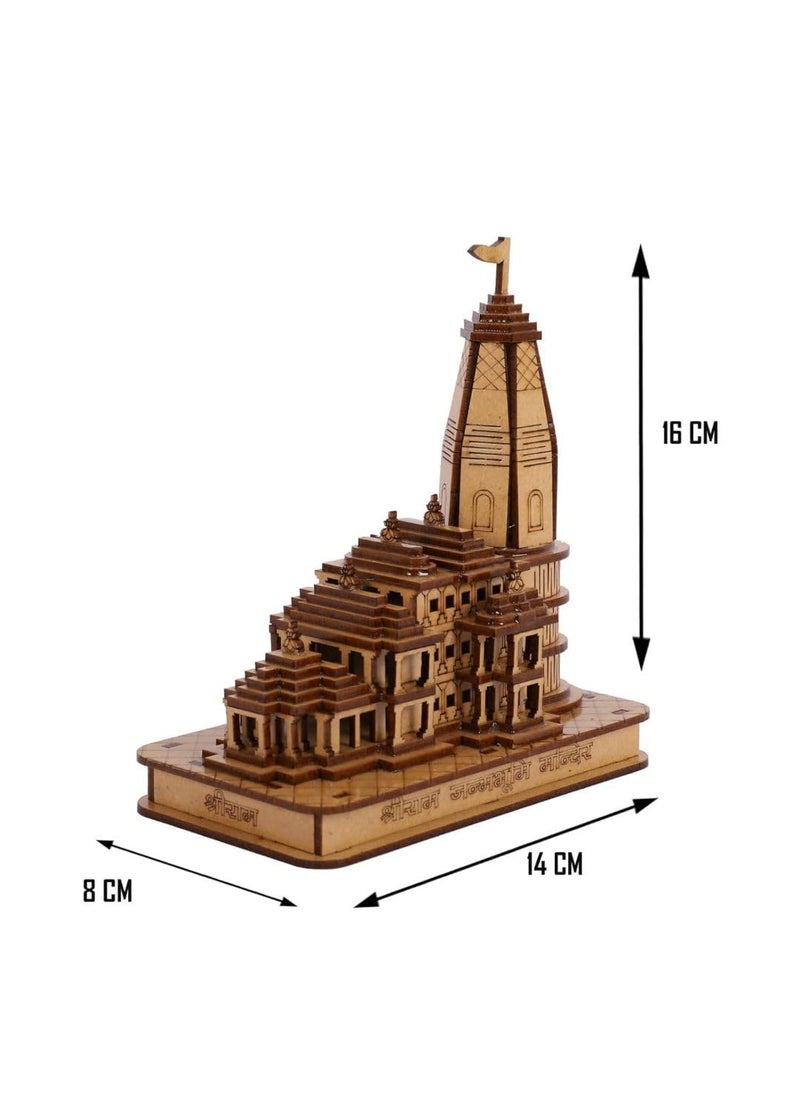 UltinoPro Ram Mandir Ayodhya 3D Model Wooden Temple with Light L8 B14 H16 Temple