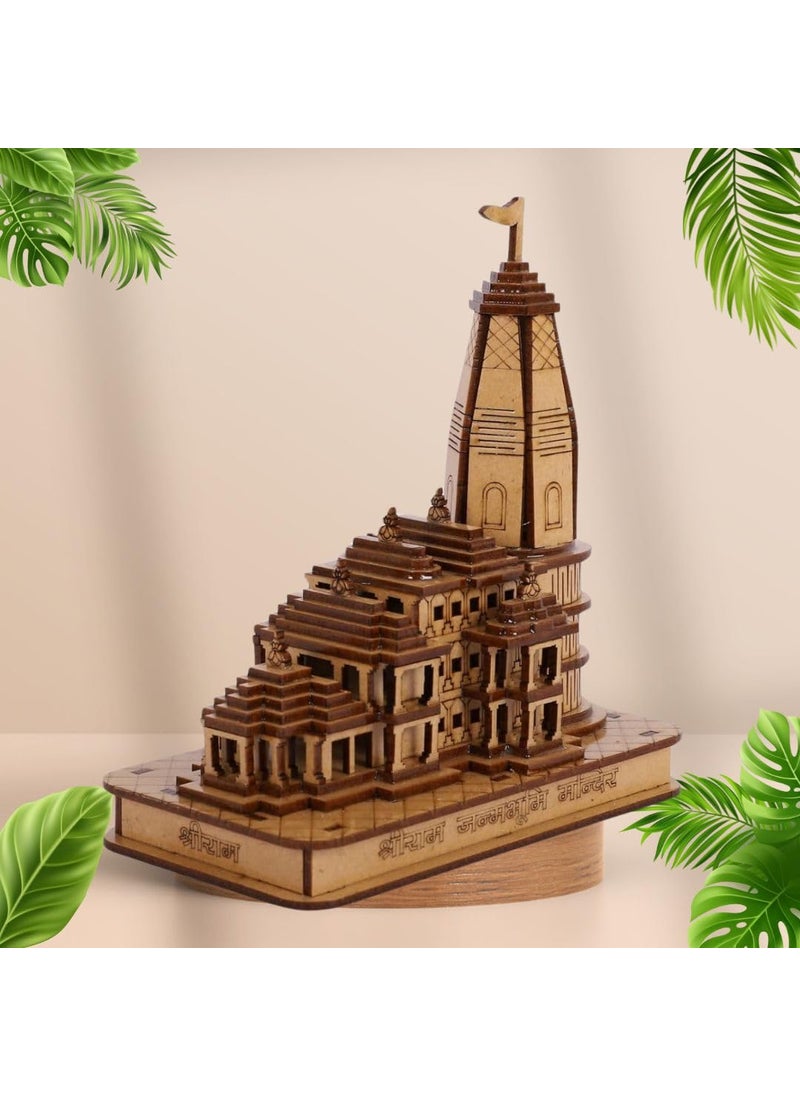 UltinoPro Ram Mandir Ayodhya 3D Model Wooden Temple with Light L8 B14 H16 Temple
