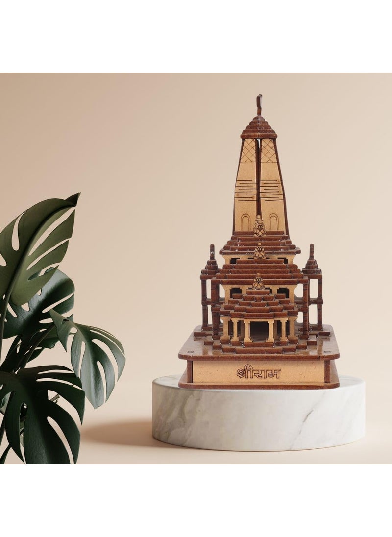 UltinoPro Ram Mandir Ayodhya 3D Model Wooden Temple with Light L8 B14 H16 Temple