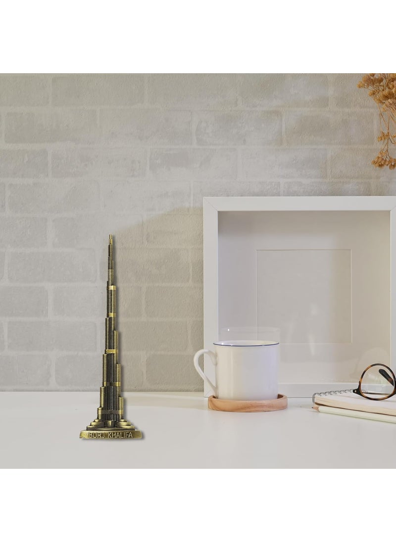 THE QUIRKY HOME Dubai Burj Khalifa Tower Miniature Dubai City Landmark Souvenir Model Replica Monuments Decorative Showpiece for Home Antique Finish 22cm S3