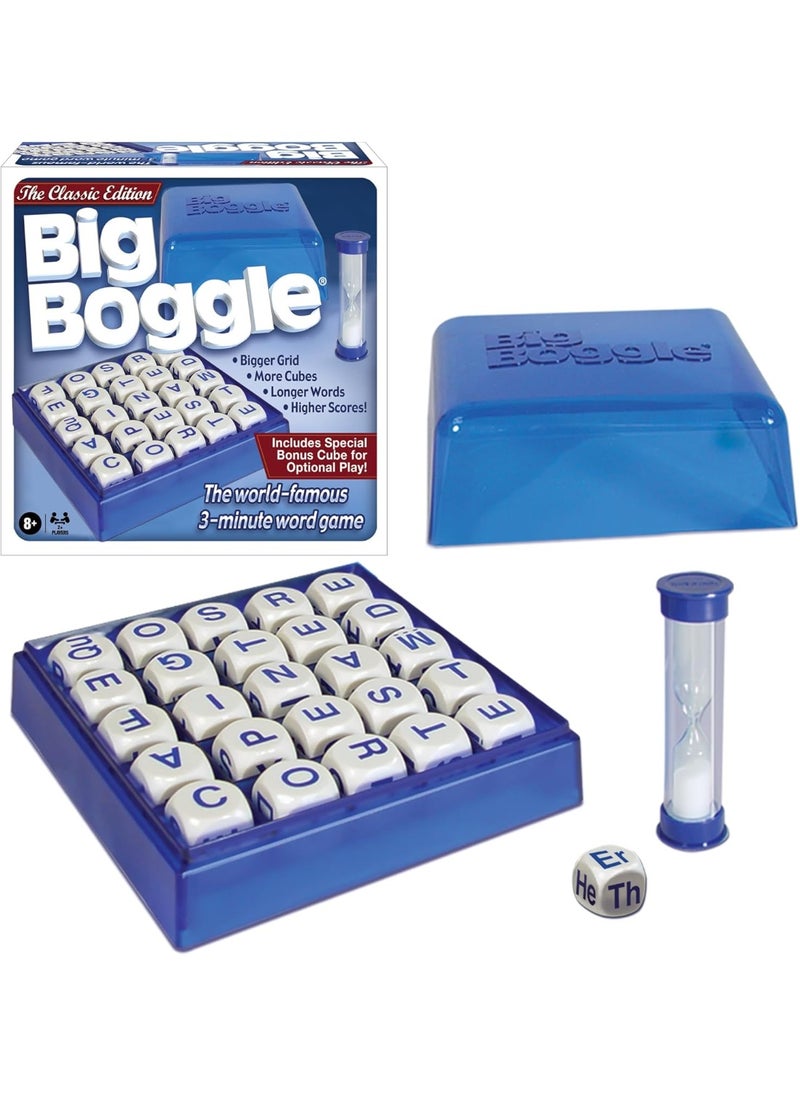 Big Boggle with 5x5 Grid and 25 Letter Cubes by Winning Moves Games USA, Thought Provoking Word Game Bigger Than the Original, for 2 or More Players, Ages 8+ (1147)