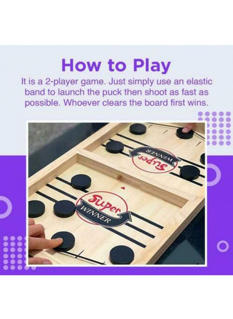 Bouncing Chess Hockey Wooden Ice Hockey Fast Sling Puck Game Board For Kids & Adults Simple Fun Enjoyment Game