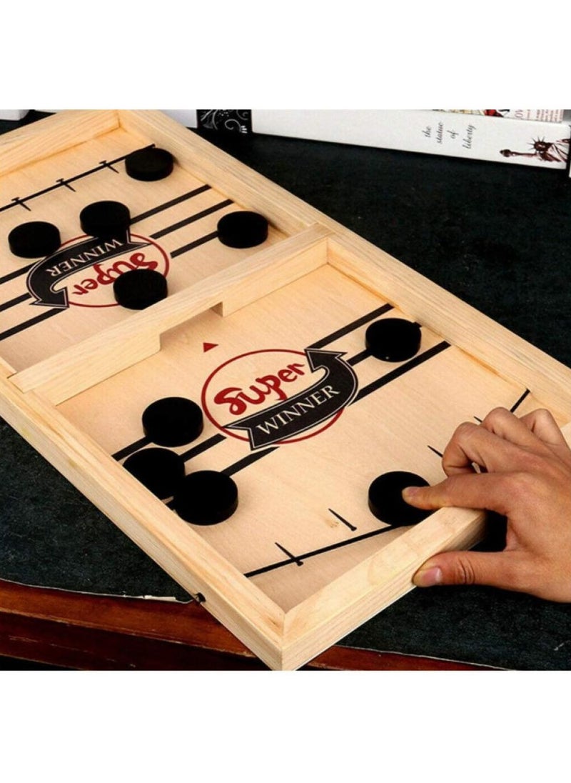 Bouncing Chess Hockey Wooden Ice Hockey Fast Sling Puck Game Board For Kids & Adults Simple Fun Enjoyment Game