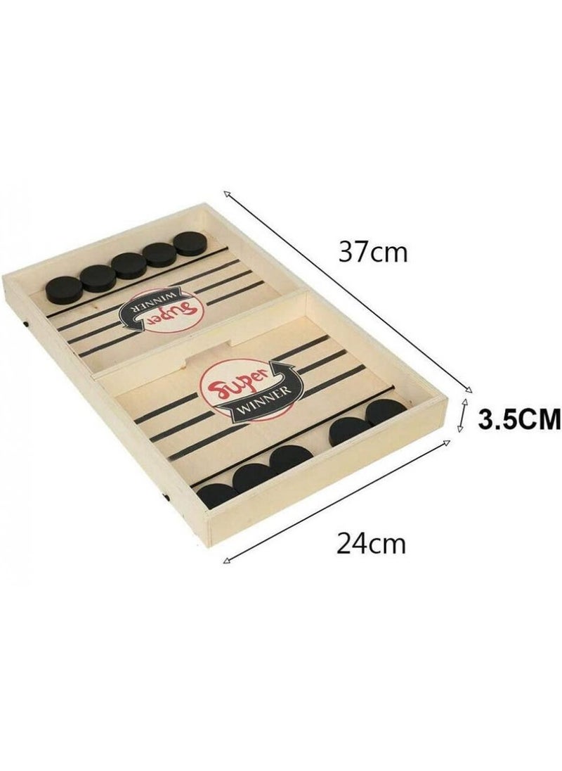 Bouncing Chess Hockey Wooden Ice Hockey Fast Sling Puck Game Board For Kids & Adults Simple Fun Enjoyment Game