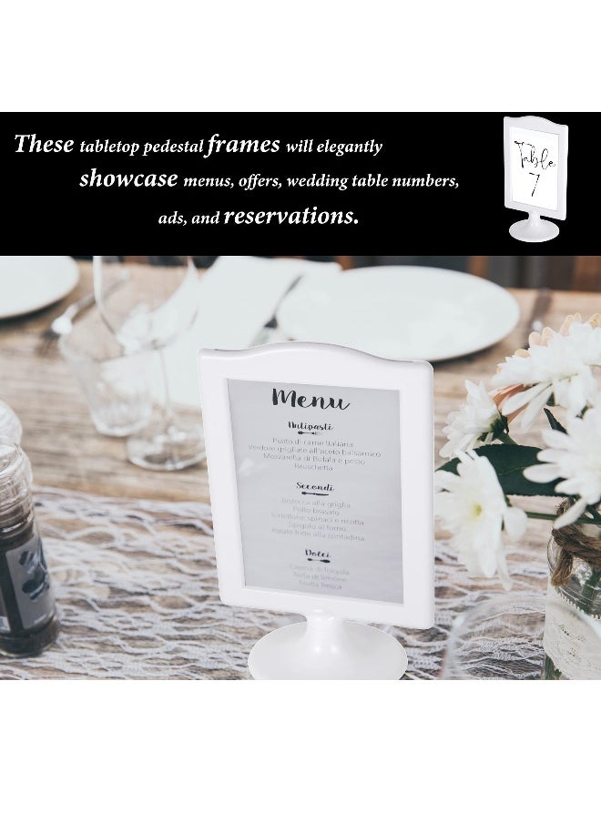 Double Sided Standing Picture Frames, 4x6 Inch Pedestal Photo Frame, Two Sided Bulk Plastic Picture Frames for Table Numbers, Wedding Tables(White, 4Pack)