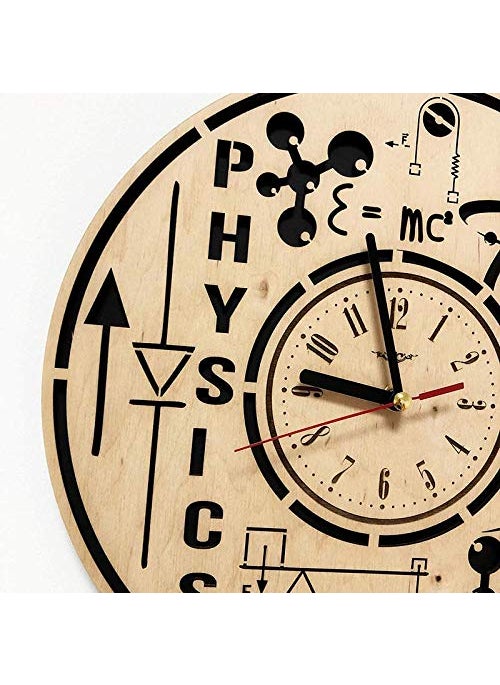 NABSTER Physicist Original Presents Eco Wood Physics Art Wall Clock for Home Decor Beige 12 Inch