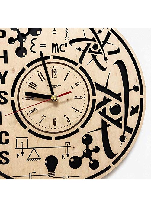 NABSTER Physicist Original Presents Eco Wood Physics Art Wall Clock for Home Decor Beige 12 Inch
