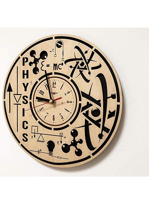 NABSTER Physicist Original Presents Eco Wood Physics Art Wall Clock for Home Decor Beige 12 Inch
