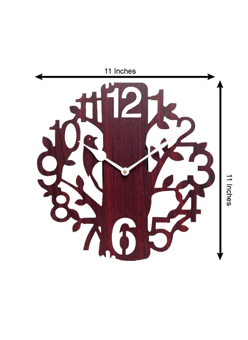 Great Indian Hub Tree Bird Wall Clock 25 x 25 x 28 cm Red Brown