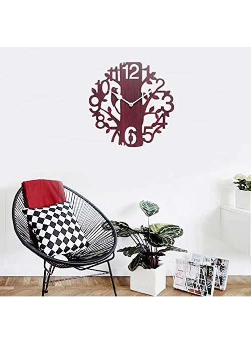 Great Indian Hub Tree Bird Wall Clock 25 x 25 x 28 cm Red Brown