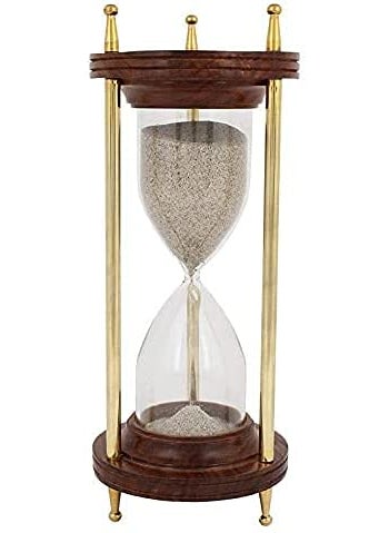Handmade Wooden Hourglass Sand Timer 10 MinuteVintage Brass Sand Clock StandUnique Metal Sand Watch 10 MinAntique Hour Glass Sandglass with Purple Sand for Home DeskGiftsOfficeDecor
