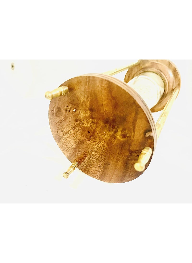 Royal Nautical Wooden and Brass Sand Timer Hour Glass Sand Glass Clock Ideal for Exercise Antique Nautical Decor Height 8 Inches 5 Minutes Figurine White and Brown 1 Piece