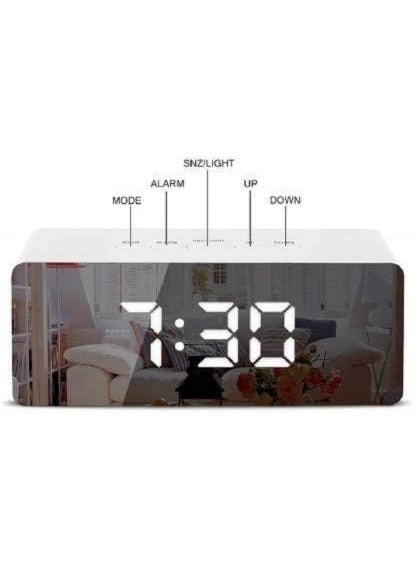 MBUYS MALL Digital Wall Clocks Wall Clock with Day and Date Modern Wall Clocks for Living Room Silent Wall Clocks for Bedrooms with Remote Control White Mirror