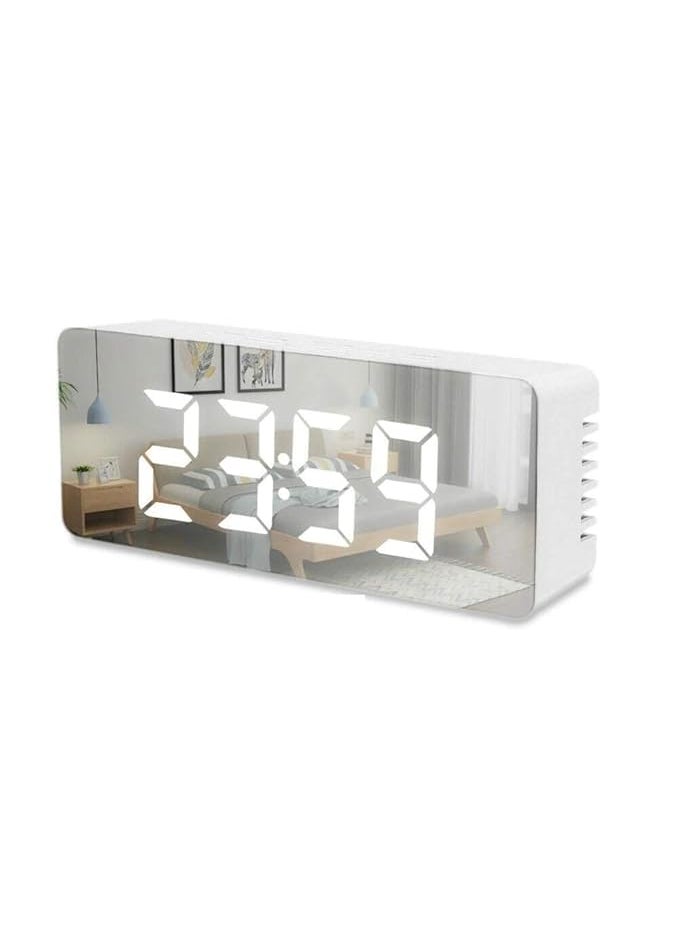 MBUYS MALL Digital Wall Clocks Wall Clock with Day and Date Modern Wall Clocks for Living Room Silent Wall Clocks for Bedrooms with Remote Control White Mirror