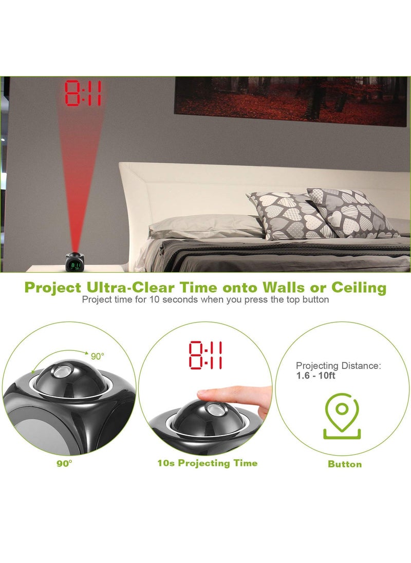 TOPSPIRIT Digital LCD Voice Talking Function LED WallCeiling Projection AlarmSnoozeTemperature Display 12hr24hr Bedside Alarm Clock Multicolor