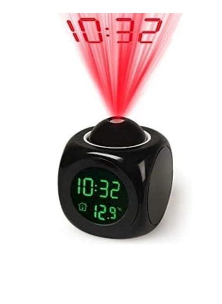 EchoElixir Digital Projection Speaking Alarm Clock with Time and Temperature Display Voice Report Black