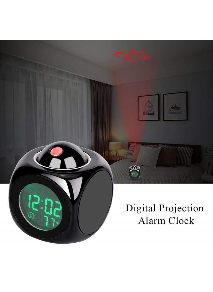 EchoElixir Digital Projection Speaking Alarm Clock with Time and Temperature Display Voice Report Black