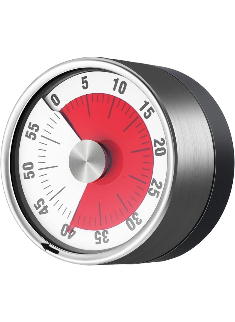 7Seas Time Reminder Alarm for Home and Office UsStopWatch Type 60 Minutes Time Visual Analog Timer for Competition PreparationStainless Steel Body with Magnetic Base Timer for Cooking and Baking