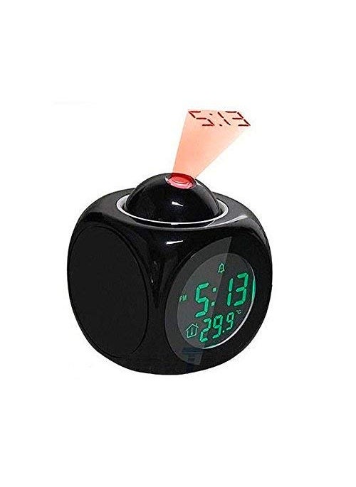UK Enterprise Smart Digital LCD Table Clock Projection Snooze Clock Black